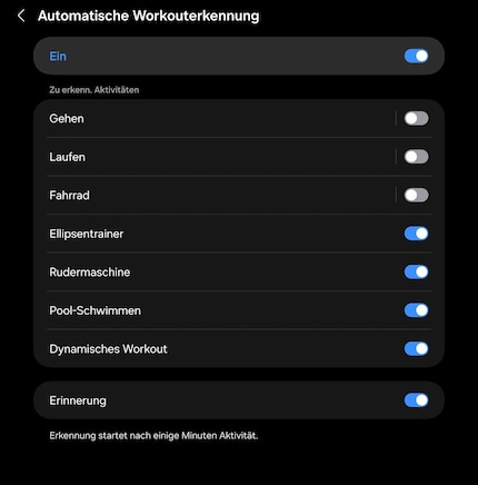 Veel sporten en bewegingen worden automatisch herkend.