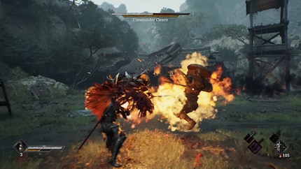 I use secondary weapons to attack enemies from a distance – in this instance with a flamethrower.