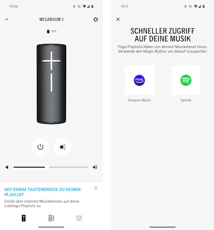 De app kan ook je streamingdiensten bedienen - Amazon Music en Spotify op Android.