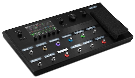 Het Line 6 Helix pedaal biedt talloze virtuele versterkers, cabinets en pedalen.