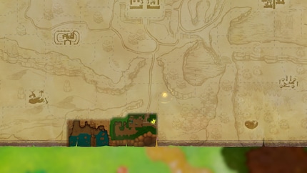 De kaart van Hyrule, ingezoomd. In het uur dat ik speel, kom ik maar weinig vooruit, maar de wereld voelt enorm aan.