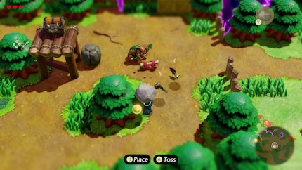 Ik leid deze Moblin af met een getoverd stuk vlees en val hem vervolgens aan met gekloonde stenen en vleermuizen.