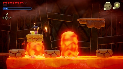 Sommige gedeelten in de kerkers worden gespeeld vanuit een 2D zijperspectief. En ja, Zelda kan ook springen! 