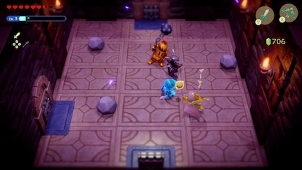 In de zwaardvechtersstand wordt Zelda blauw en kan ze korte tijd de wapens van Link gebruiken.