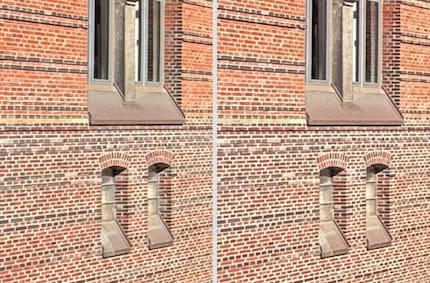 Extremely enlarged crop of a photo taken by the ultra-wide-angle camera of the iPhone 15 Pro (left) and the iPhone 16 Pro (right). Can you see more textures in one over the other? I can’t.