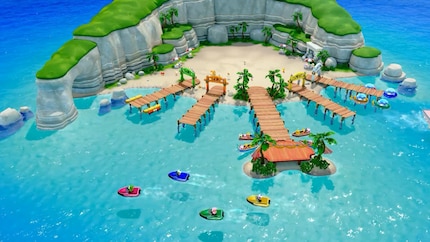 Het minigame-eiland ziet er prachtig uit. Hier kan ik mijn vriendschappen op de proef stellen.