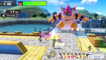 In het Bowser Bomber Team bombardeer je Bowser samen met andere mensen.