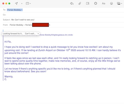 AI geeft ideeën voor antwoorden op e-mails.
