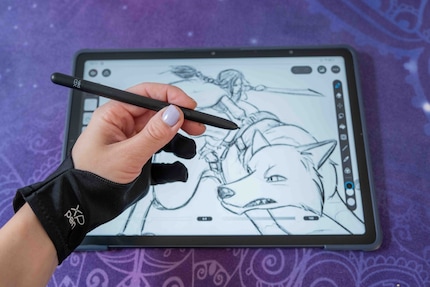 Tekenen op het Magic Drawing Pad werkt geweldig met een handschoen.