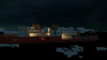 De ijsbreker Borealis is niet opgenomen in het voltooide spel.