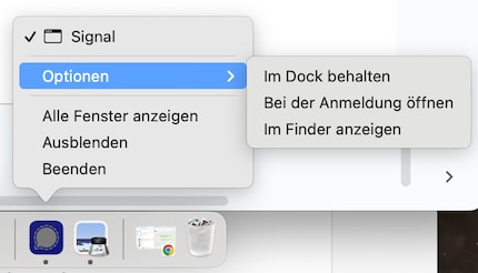 Programm im Dock behalten ist das Mac-Pendant der Desktop-Verknüpfung.
