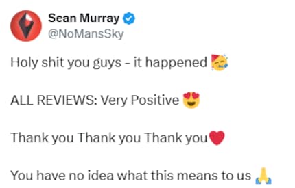 Murray viert feest op X met hartjes, bedankjes en feest emoji's.