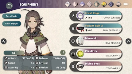 Equipment has different properties.