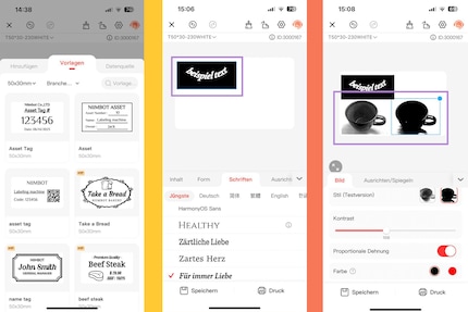 These VIP templates are not worth the subscription fee (left). The collection of fonts with special names is free (centre). When it comes to image editing, you'll have to make do with limited options (right). 