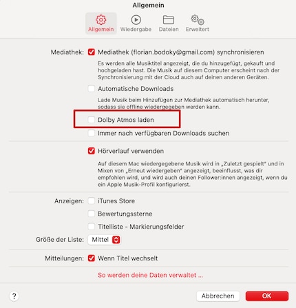 Hiermee kun je alle nummers downloaden als Dolby Atmos als ze dit ondersteunen.