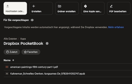 Über Dropbox lade ich meine Bücher und PDFs kabellos auf den E-Reader