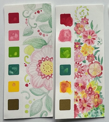 Depending on the template and how accurately I paint, I need between a few minutes (left) and half an hour (right) for the bookmarks.