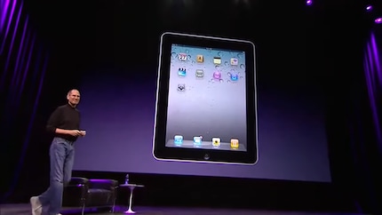 Jobs also proudly presented the very first iPad.