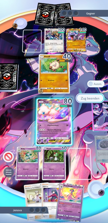 With my sophisticated Mewtu-ex deck, I am vastly superior to my computer opponent.