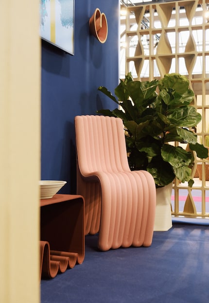 The BlueCycle furniture is created using a large 3D printer.
