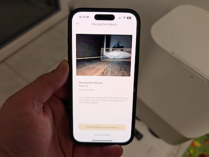 The robot recognises obstacles and points them out so you can clear them away.