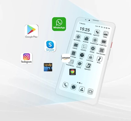 Dank Android 14 laufen alle aktuellen Apps – aber nur in schwarz-weiss.