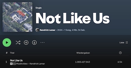 Über eine Milliarde Aufrufe – wurden bei der Veröffentlichung von «Not Like Us» auf Spotify Bots eingesetzt?