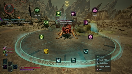 Click on LB to open a radial menu. This lets me give orders to my companions, use magic or implement items.