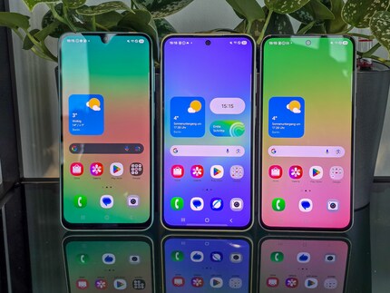 Von links nach rechts: Galaxy A26, Galaxy A36 und Galaxy A56.