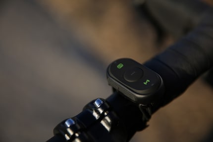 The Ranger's Bluetooth remote control on the handlebars.