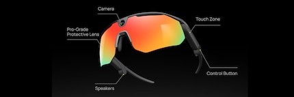 The AI cycling glasses with integrated camera and other gadgets.