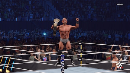 Ludwig Kaiser celebrates his Intercontinental Championship win