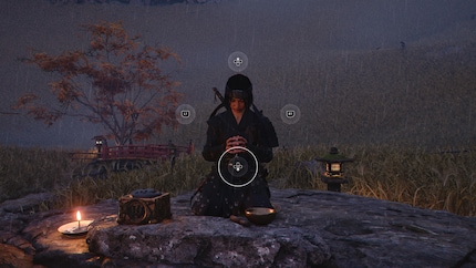 I meditate as Naoe by completing a rhythm mini-game.