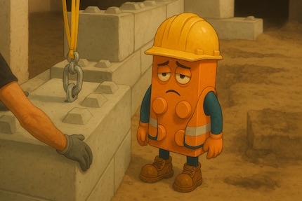 Als Lego groot wordt: Geen kleurrijke stenen meer - hier wordt grijze ernst gebouwd.