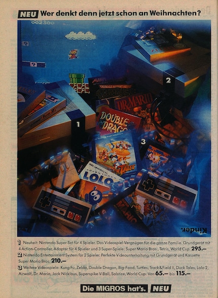 Ad in Brückenbauer, the predecessor to the Migros newspaper: here, the NES is advertised with Super Mario Bros. for 210 francs. The ad dates back to October 1991.