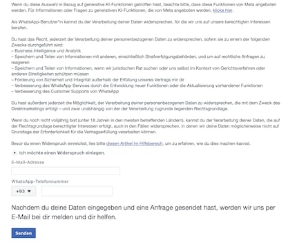Bij WhatsApp verwijst het bezwaar niet naar de generatieve AI.
