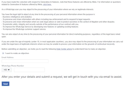 The WhatsApp opt-out doesn’t relate to generative AI.
