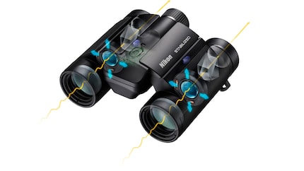 Nikon gibt an, dass das Fernglas die durch Handbewegungen entstehenden Vibrationen zu 80 Prozent ausgleicht.