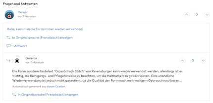De mal kan meerdere keren worden gebruikt voor gipsafgietsels. 