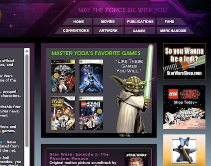 Zo ziet de starwarsweb.net homepage eruit.