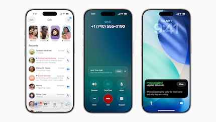 The new phone app (left), Hold Assist (centre) and Call Screening (right).