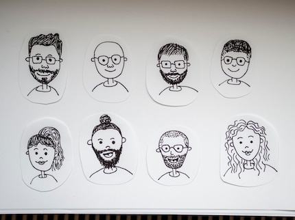 Herken je ze allemaal? Van links naar rechts: Luca Fontana, Lorenz Keller, Simon Balissat, Ramon Schneider. Van linksonder naar rechts: Darina Schweizer, Patrick Vogt, Michael Restin en ik.