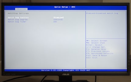 U moet Watch Dog uitschakelen in het BIOS voordat u een alternatief besturingssysteem installeert. Als je dat niet doet, start de NAS zichzelf na drie minuten opnieuw op zonder UGOS Pro.