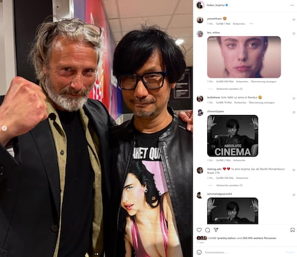 De actrice op Kojima's shirt is Margaret Qualley, die ook een rol speelt in «Death Stranding».