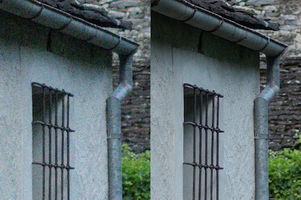 Voor dezelfde scène heb ik een hogere gevoeligheid nodig met de RX1R III (links, 1/60 s, ISO 4000) dan met de Alpha 7C R (rechts, 1/10 s, ISO 400).