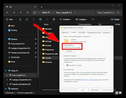 Mappen kun je met Windows ook delen met andere apparaten op het netwerk.