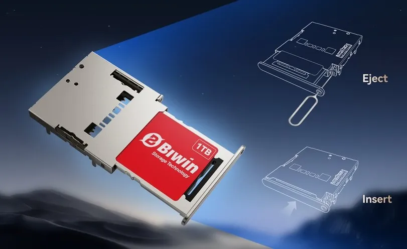 Mini SSDs are inserted into a card slot in a similar way to a SIM or microSD.