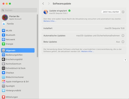 Updates werden hier angezeigt.