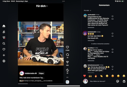 Bei den Videos sehe ich jeweils gleich die Kommentarspalte an der Seite.
