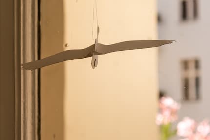 The DIY pendants move gently in the wind and remind me of a calming mobile.